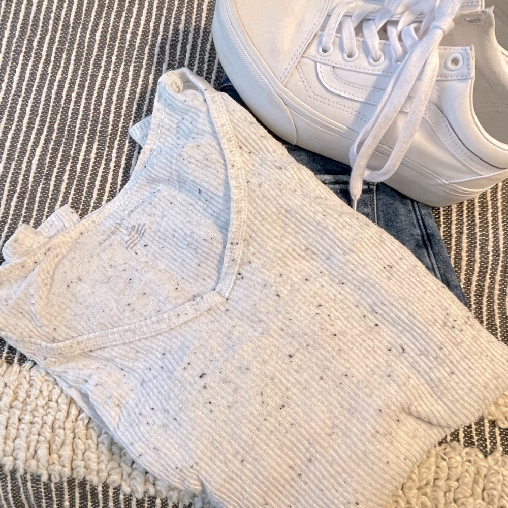 Oversized relaxed long sleeve waffle shirt